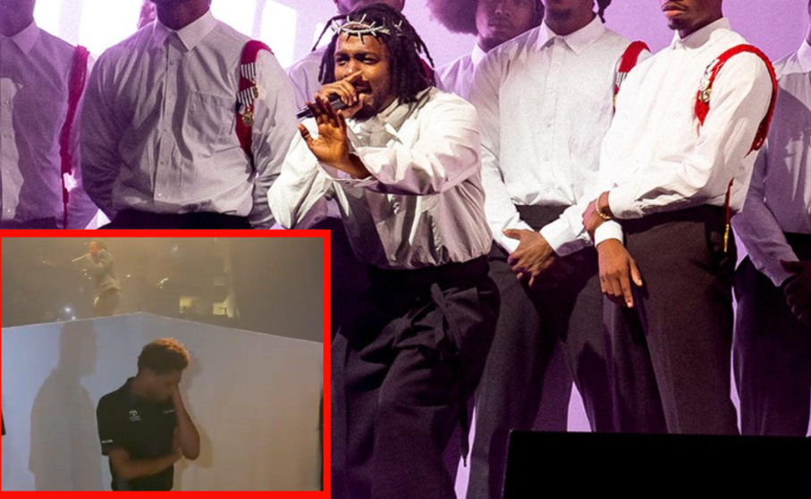 Vigilante de seguridad llorando en medio de un concierto de Kendrick Lamar