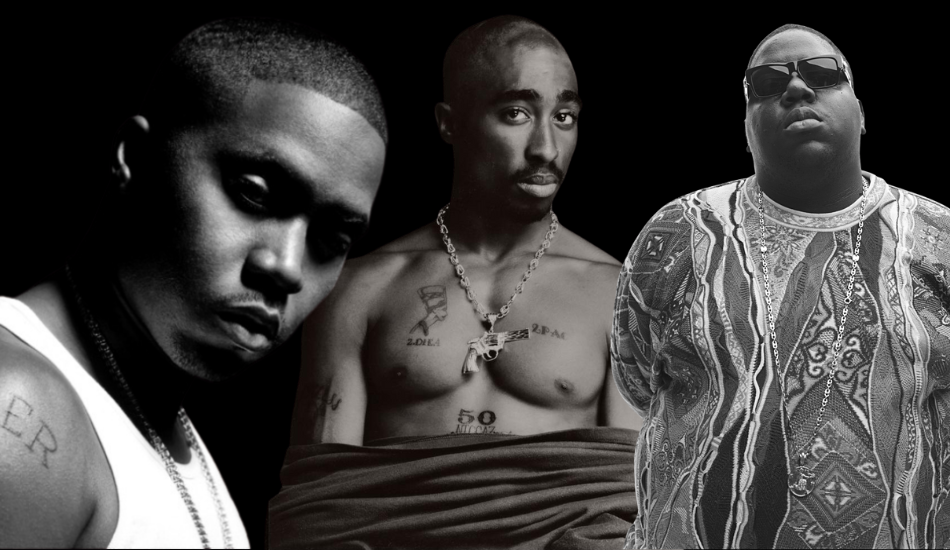 Tupac, Notorious B.I.G y Nas en fotos de archivo