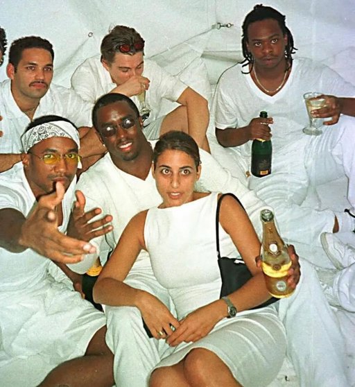 Leonardo DiCaprio y Diddy en una White Party