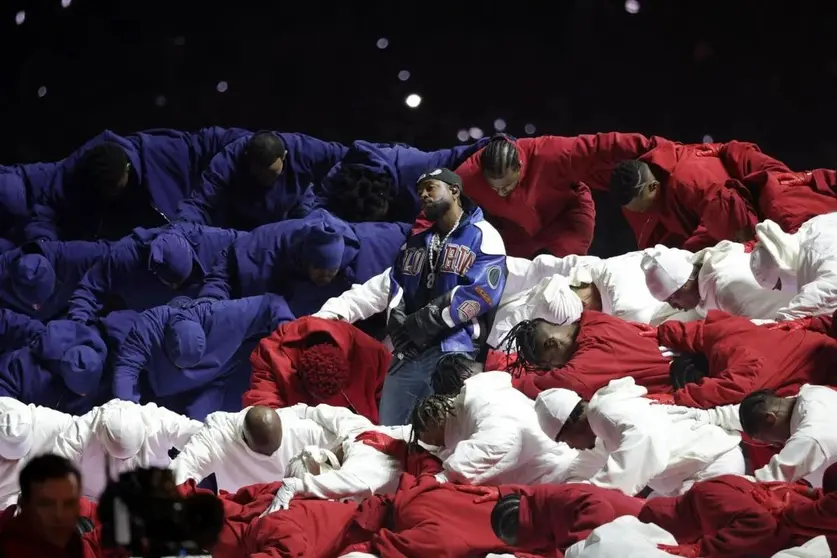 Kendrick Lamar en el medio tiempo de la Super Bowl 2025 en Nueva Orleans (TIMOTHY A. CLARY) (TIMOTHY A. CLARY/AFP/AFP)